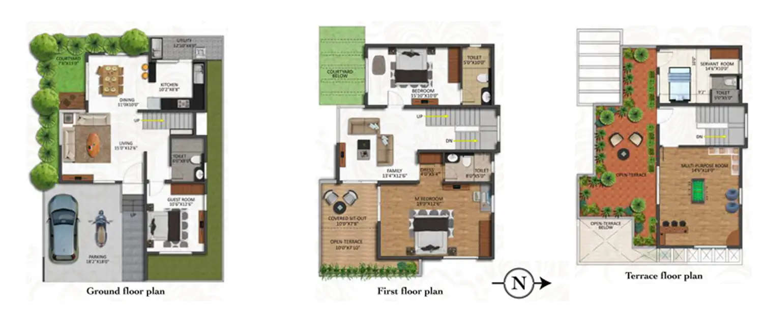Floor plan for 3 BHK