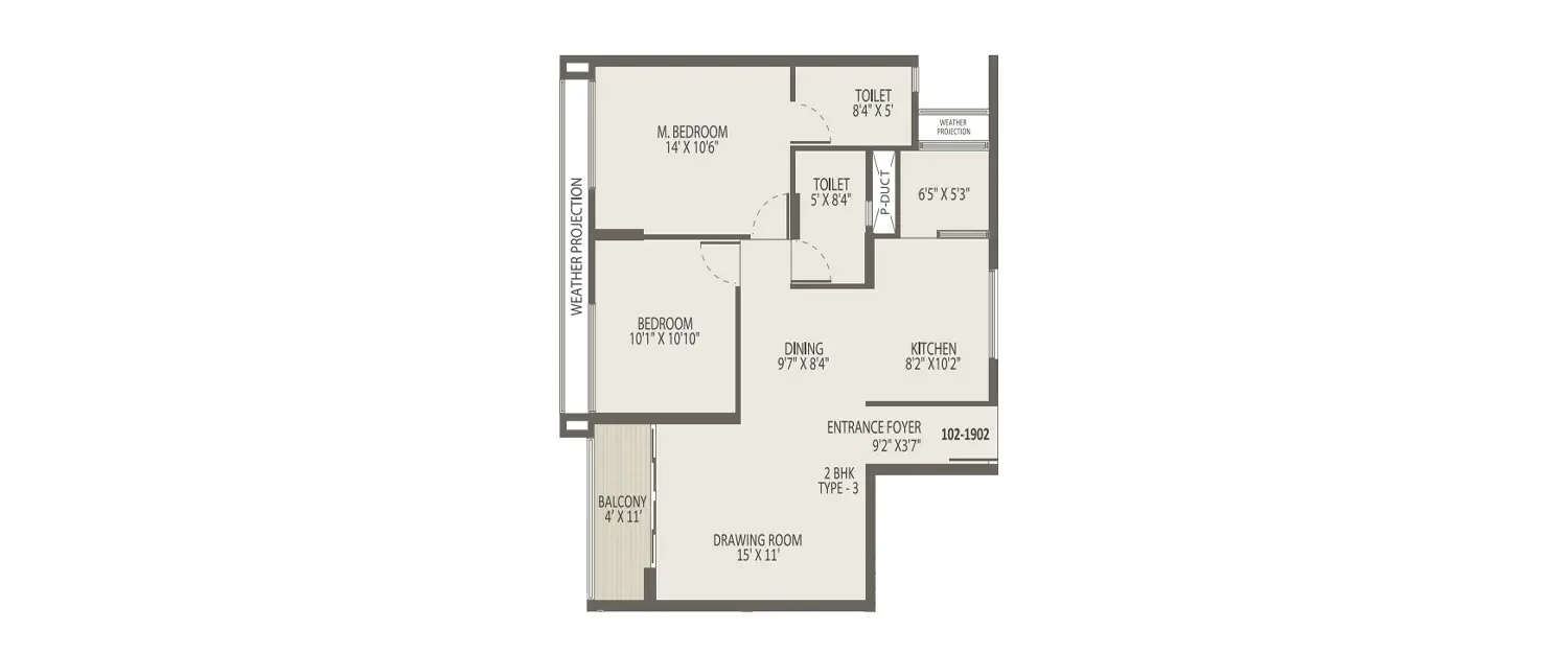 Floor plan for 2 BHK