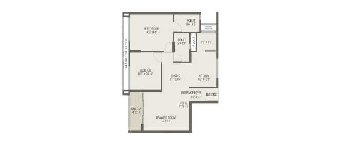 Arvind Oasis Nelamangala - Floor plan 2 BHK 775 Sq.ft