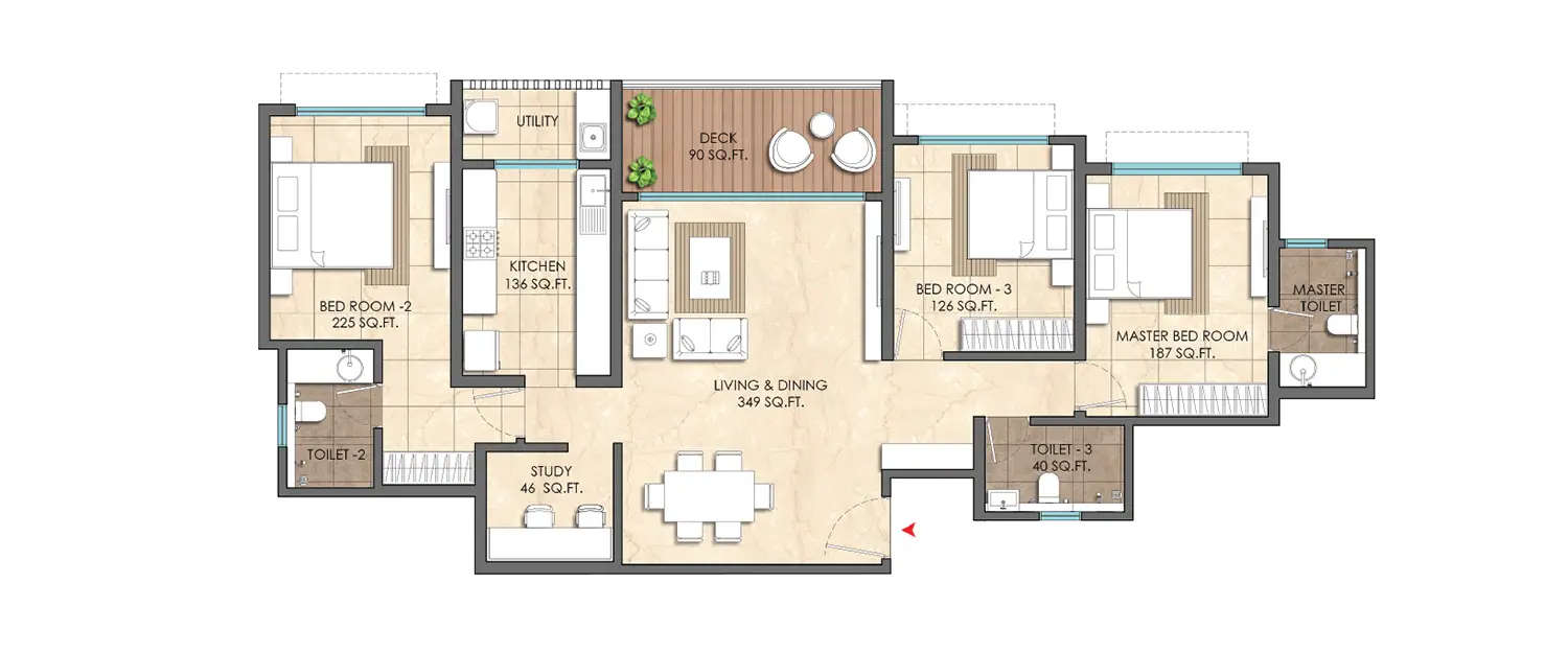 Floor plan for 3.5 BHK