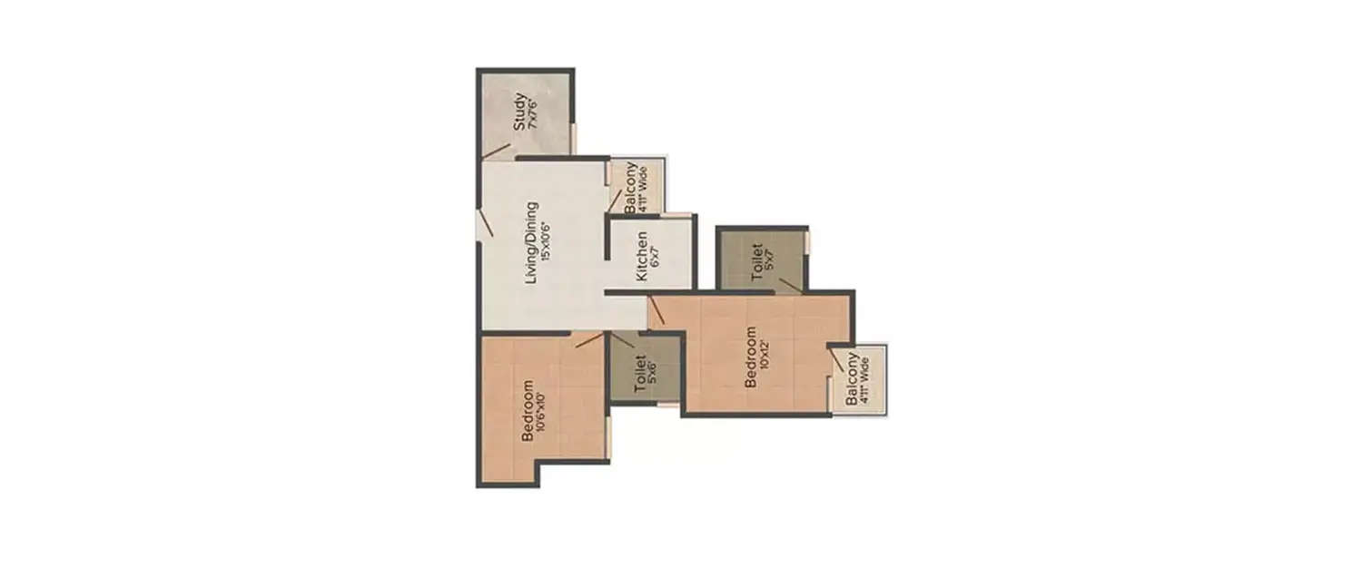 Floor plan for 2 BHK