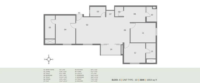 Pacifica Aurum Villas Padur - Floor plan 3 BHK  Sq.ft