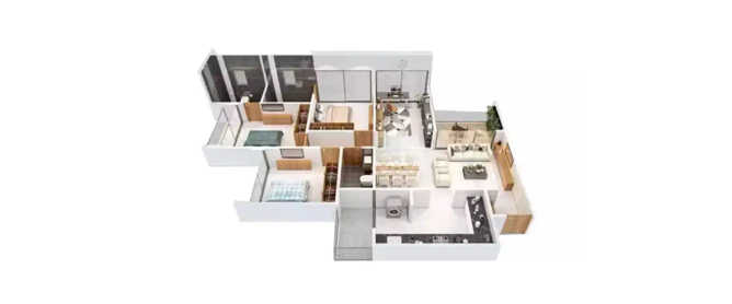 Mantra Codename Infinity Mundhwa - Floor plan 3.5 BHK 1026 Sq.ft