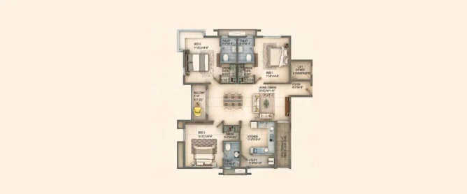 Radiance Elite Teynampet - Floor plan 3 BHK 1760 Sq.ft