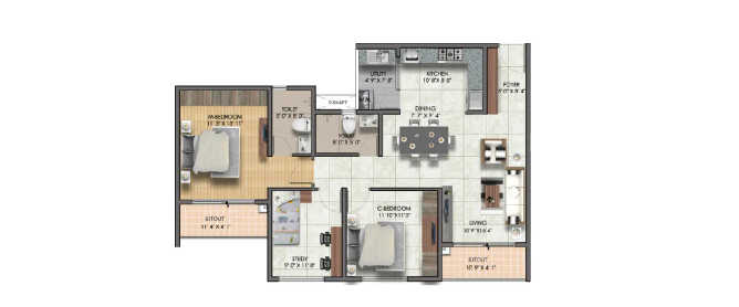 Sumadhura Sushantham Vidyaranyapura - Floor plan 2.5 BHK 1450 Sq.ft