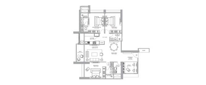 Narang Vivenda Malad - Floor plan 3 BHK 1401 Sq.ft