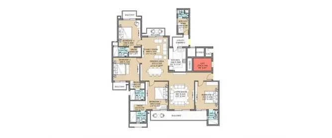 ATS Destinaire Sector 1 Greater Noida W - Floor plan 4 BHK 1645 Sq.ft