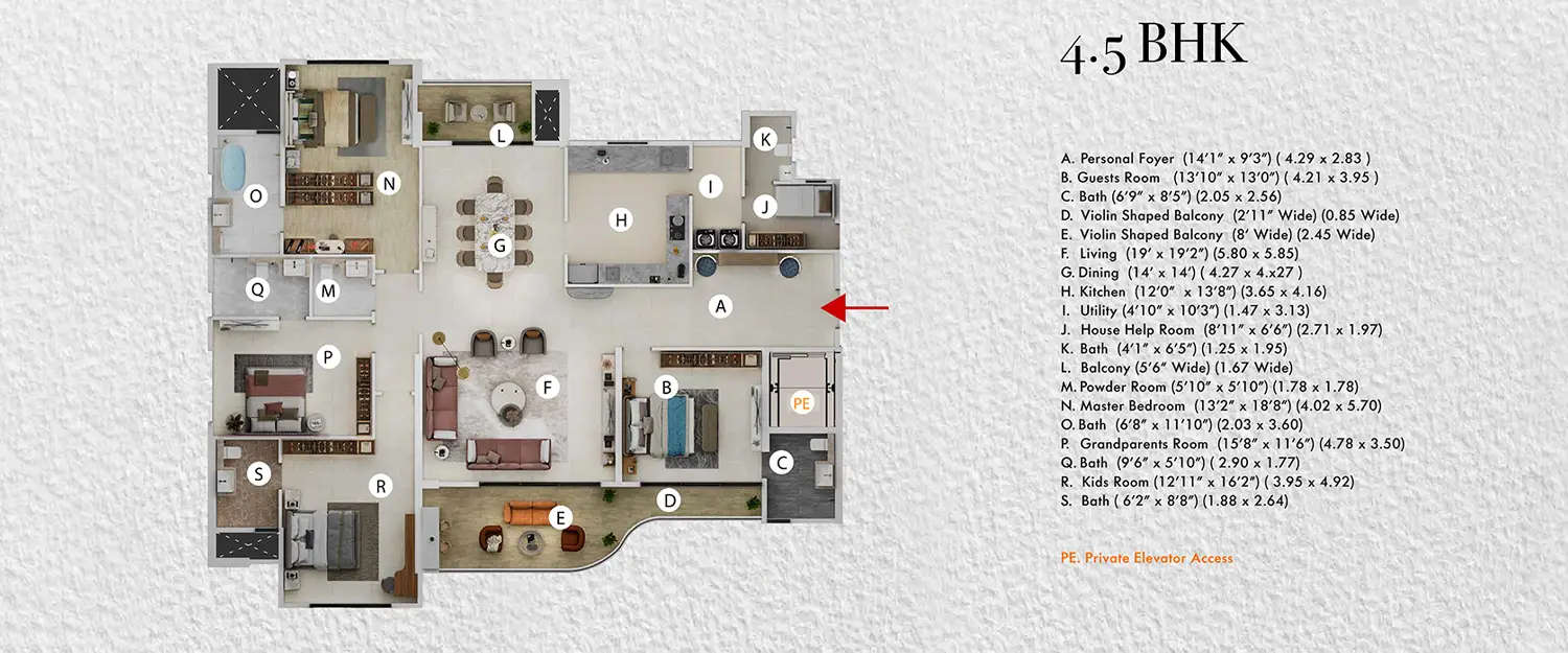 Floor plan for 4.5 BHK