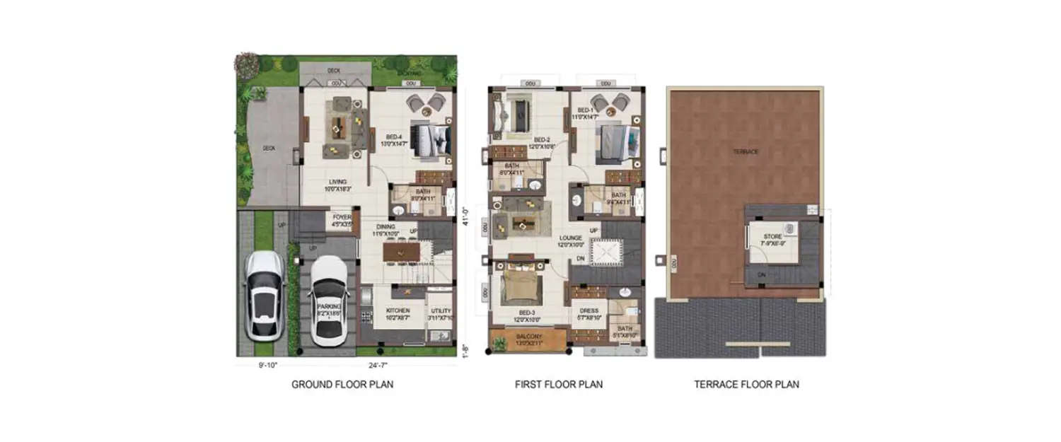 Floor plan for 4 BHK