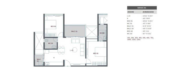 Solitaire Homes Pashan - Floor plan 2 BHK 638 Sq.ft