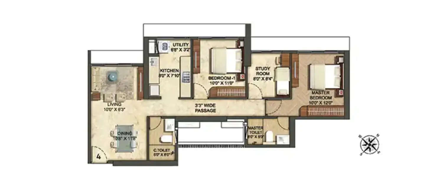 Floor plan for 2.5 BHK