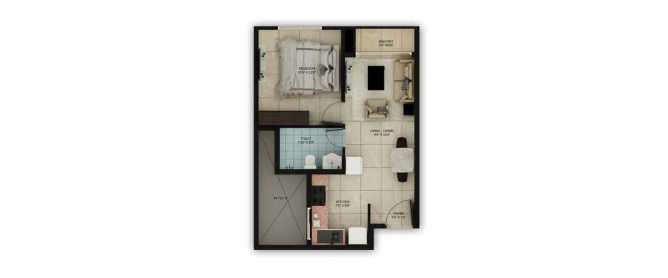 Salarpuria Sattva Misty Charm Mallasandra - Floor plan 1 BHK 389 Sq.ft