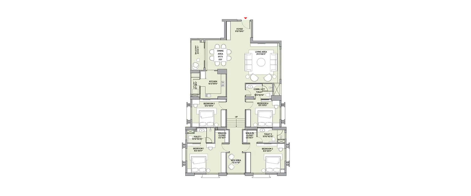 Floor plan for 4 BHK