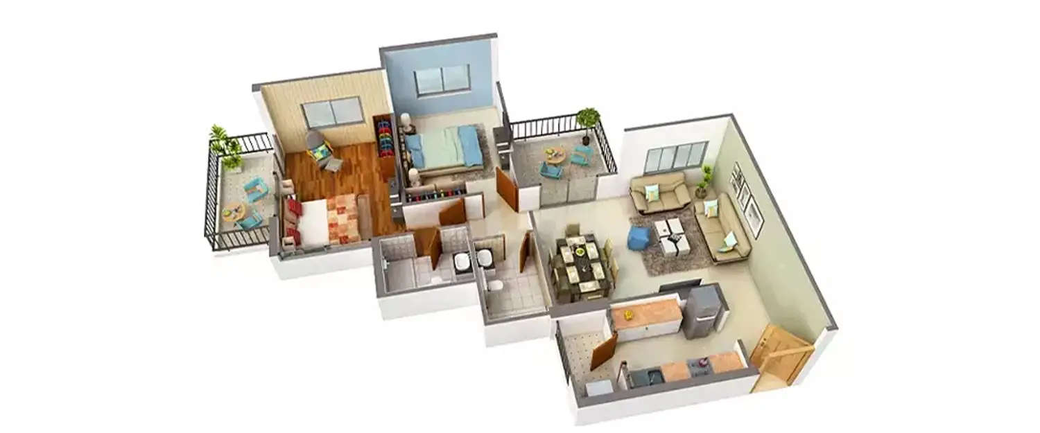 Floor plan for 2 BHK