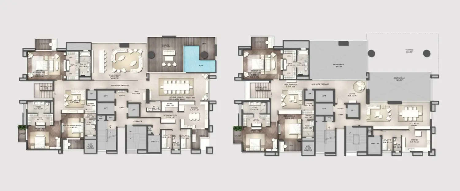 Floor plan for 6 BHK