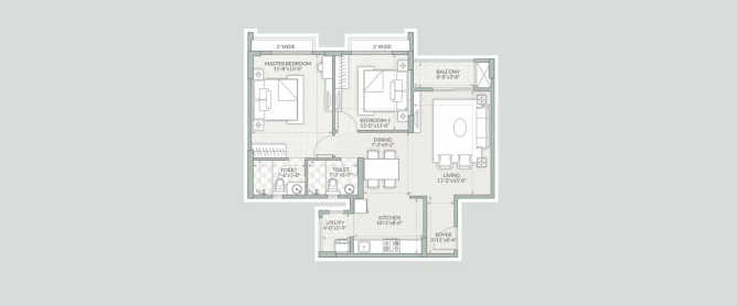 Orchid Piccadilly Chokkanahalli - Floor plan 2 BHK 797 Sq.ft