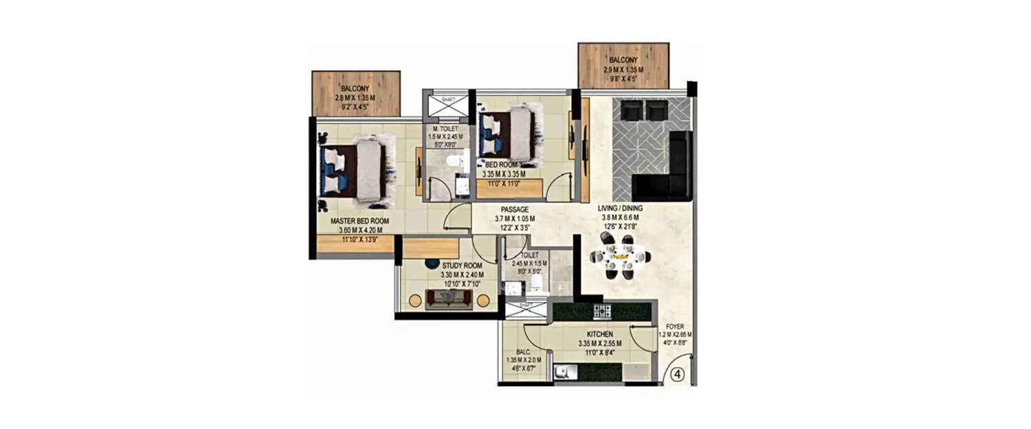 Floor plan for 2.5 BHK