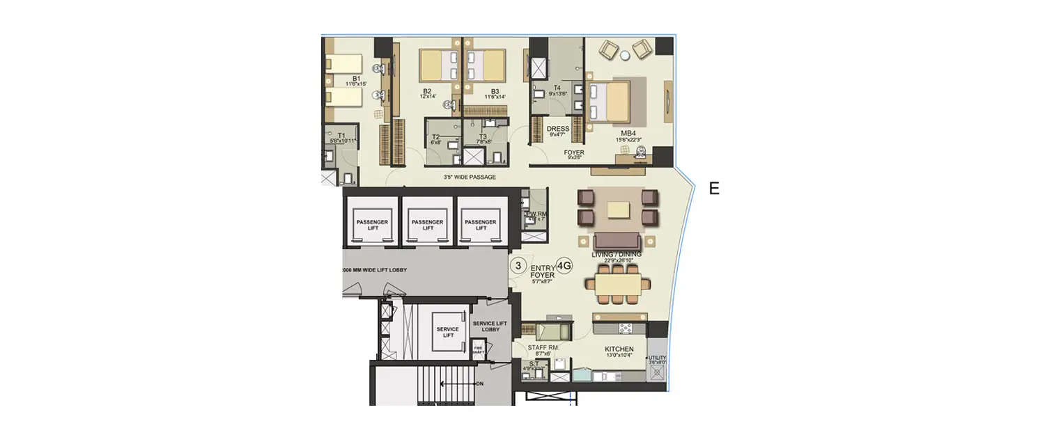 Floor plan for 4 BHK