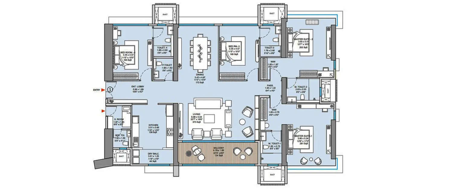 Floor plan for 4 BHK