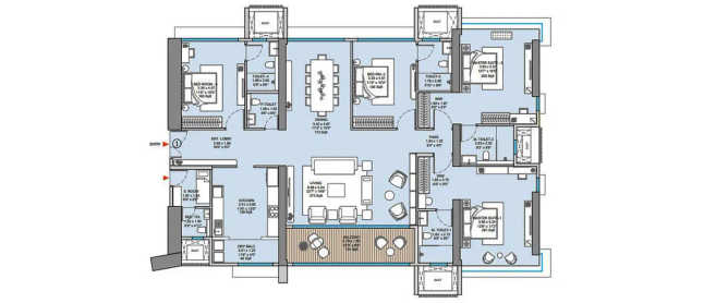 Godrej Avenue 11 Mahalaxmi - Floor plan 4 BHK 2212 Sq.ft
