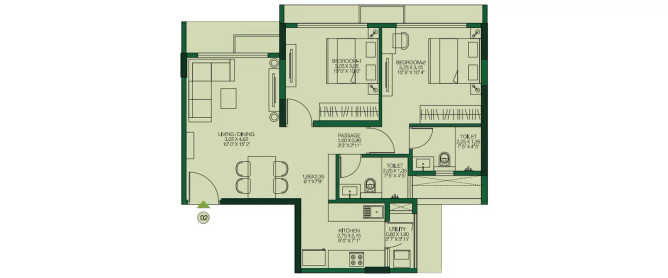 Godrej High Grove Chandivali - Floor plan 2 BHK 611 Sq.ft