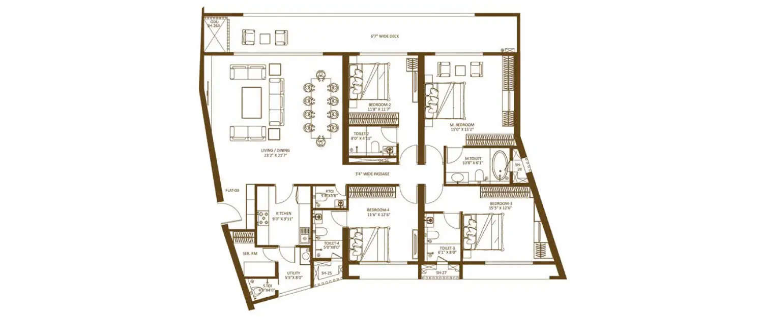 Floor plan for 4 BHK