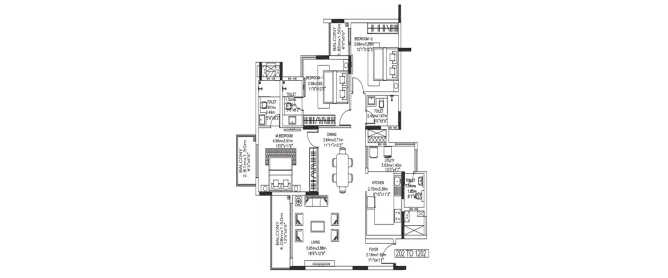 Kolte Patil 24K Grazio Koramangala - Floor plan 3 BHK 1286 Sq.ft