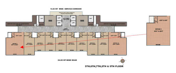 Kamdhenu Zion Kharghar - Floor plan Commercial Office 915 Sq.ft