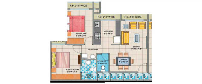 Arihant Anshula Taloja - Floor plan 2 BHK 544 Sq.ft