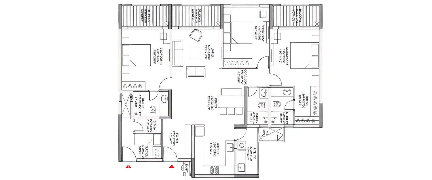 Floor plan for 3.5 BHK