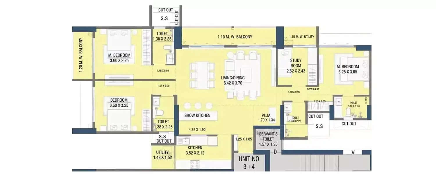 Floor plan for 3.5 BHK