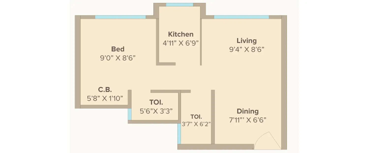 Floor plan for 1 BHK