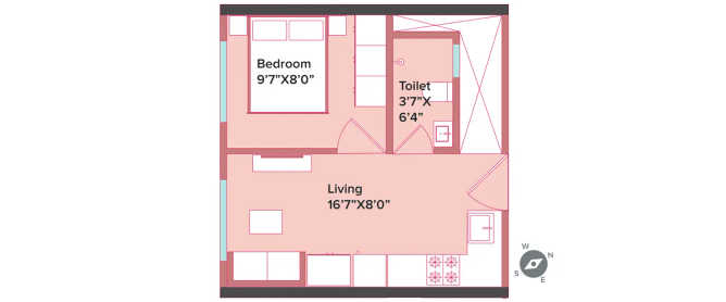 Marathon Neopark Bhandup - Floor plan 1 BHK 242 Sq.ft