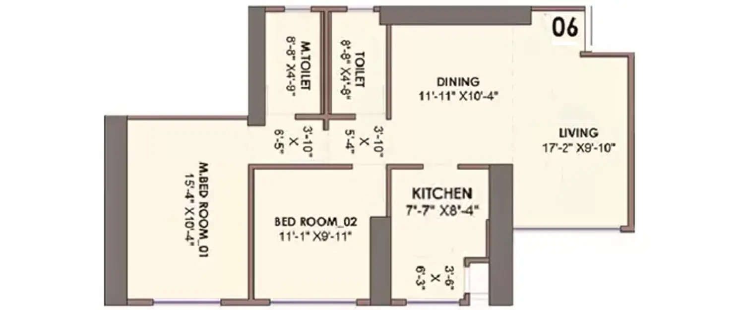 Floor plan for 2 BHK
