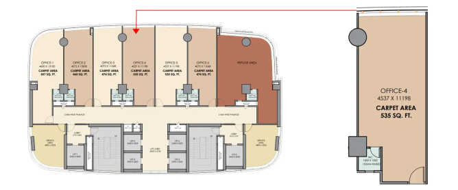 Delta Stellar Nerul - Floor plan Commercial Office 535 Sq.ft