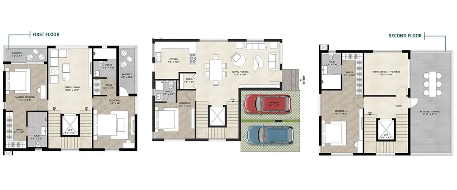 Floor plan for 4 BHK