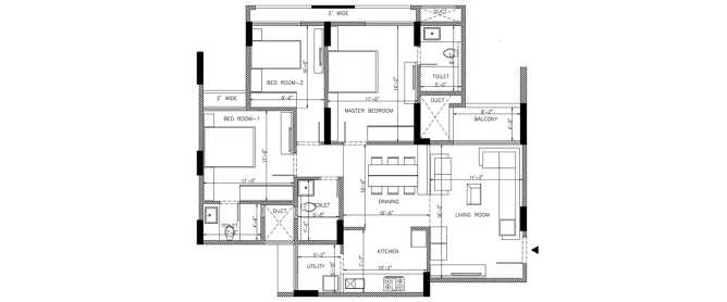 Orchid Greens Narayanapura - Floor plan 3 BHK 1450 Sq.ft
