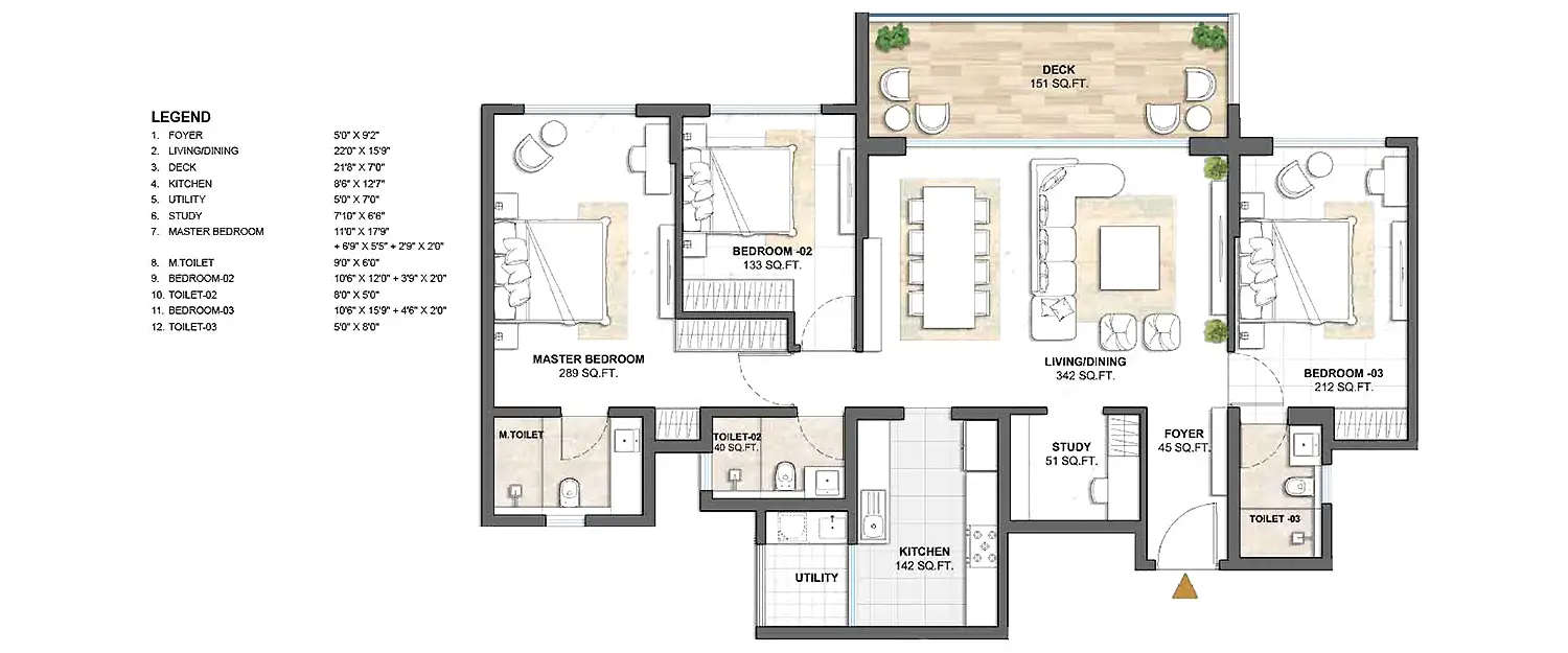 Floor plan for 3.5 BHK