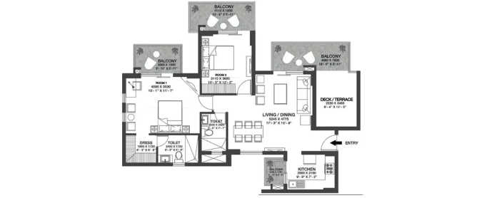 Godrej Nature Plus Sector 33 Gurgaon - Floor plan 2 BHK 1528 Sq.ft