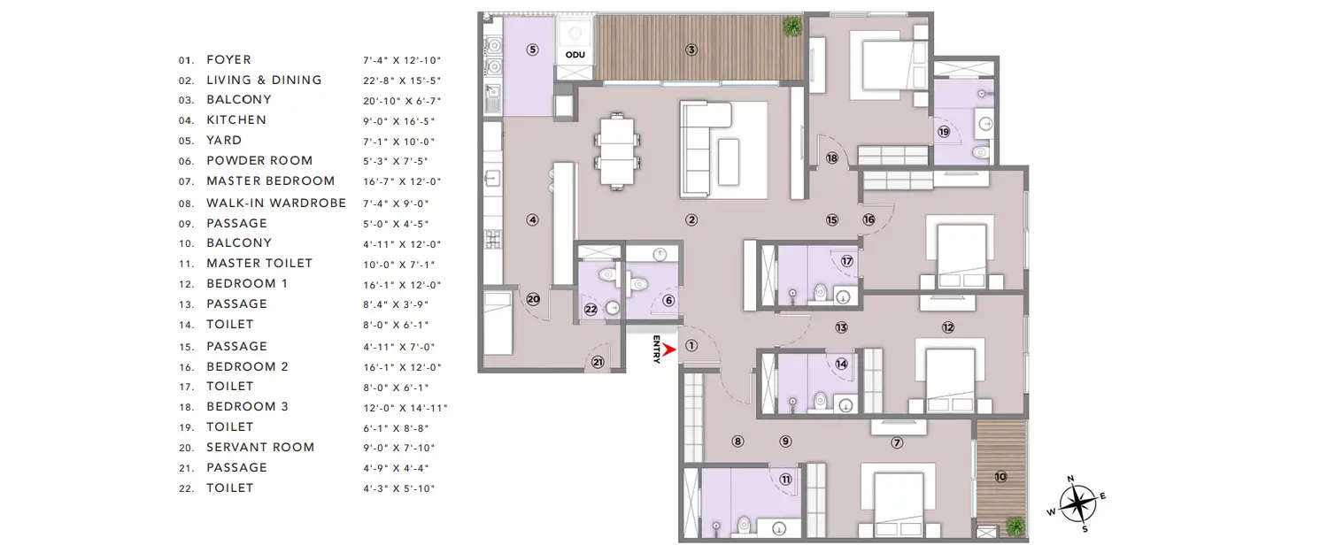 Floor plan for 4 BHK