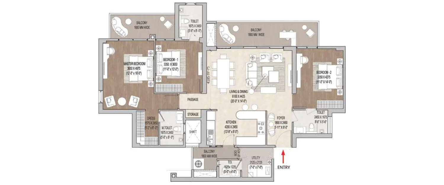 Floor plan for 3.5 BHK