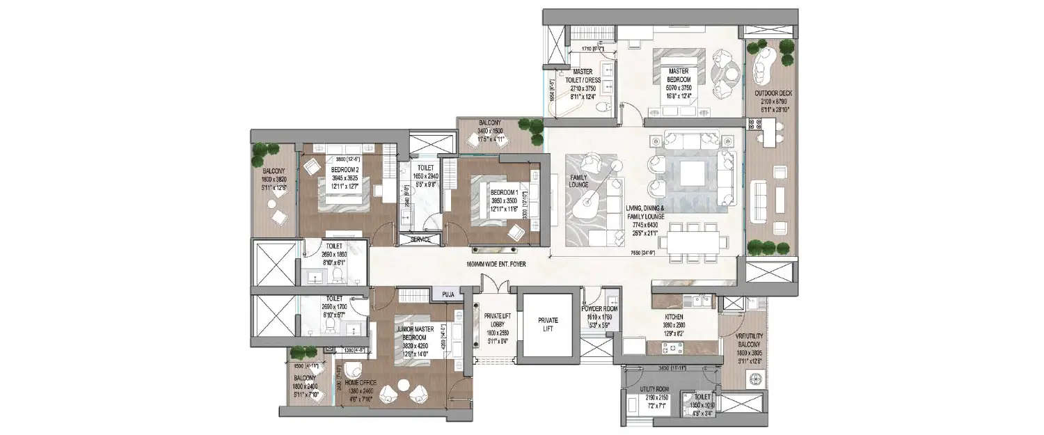 Floor plan for 4.5 BHK