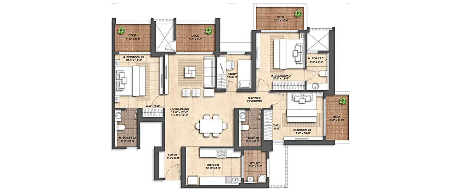 Floor plan for 3.5 BHK