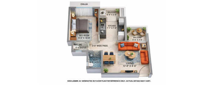 Arihant Avanti Palace Kalyan - Floor plan 1 BHK 365 Sq.ft