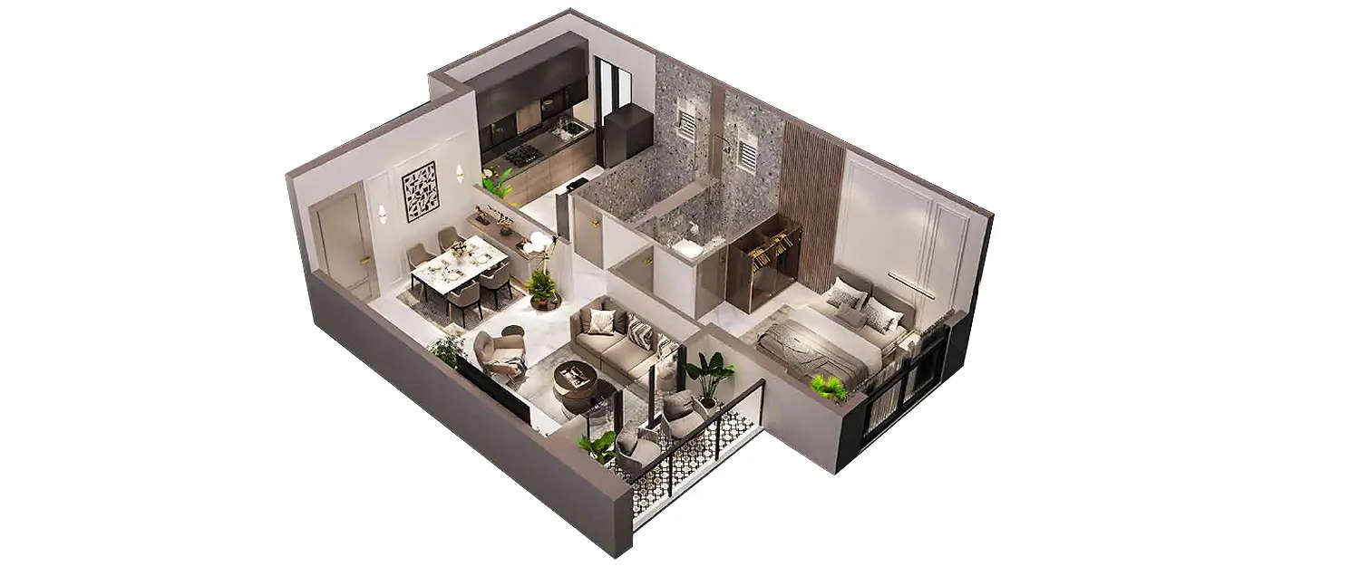 Floor plan for 1 BHK