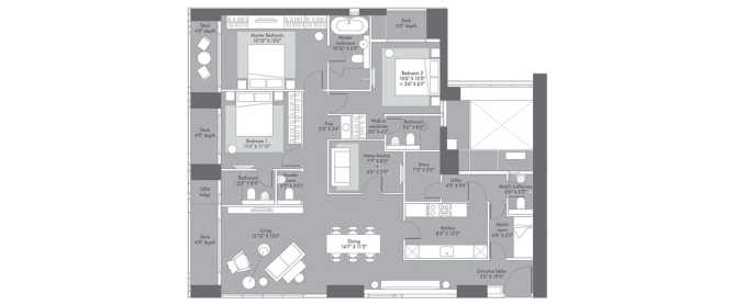 Lodha Evoq Wadala - Floor plan 3 BHK 1655 Sq.ft