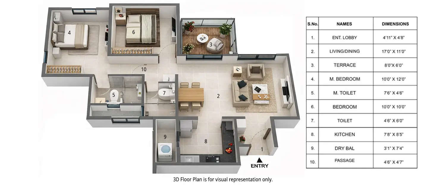 Floor plan for 2 BHK