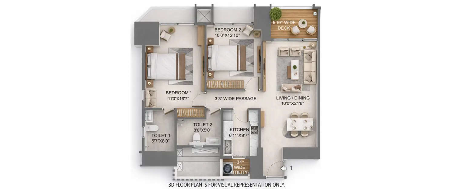 Floor plan for 2 BHK