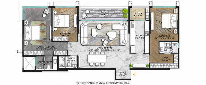 Lodha Marq Tardeo - Floor plan 3 BHK 1778 Sq.ft