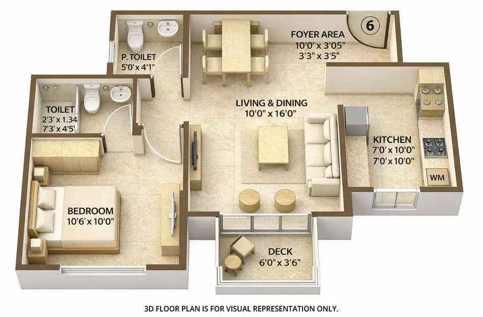 Floor plan for 1 BHK